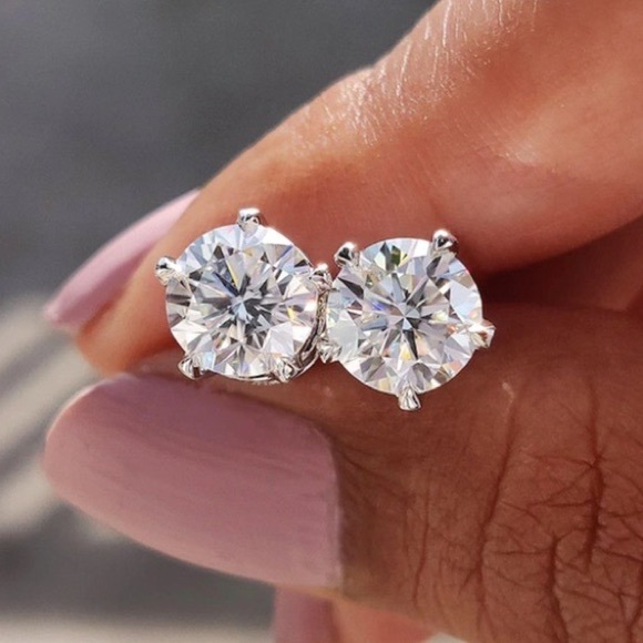 Jewelry - 2.5 CT 925 STERLING SILVER DIAMOND STUD EARRINGS